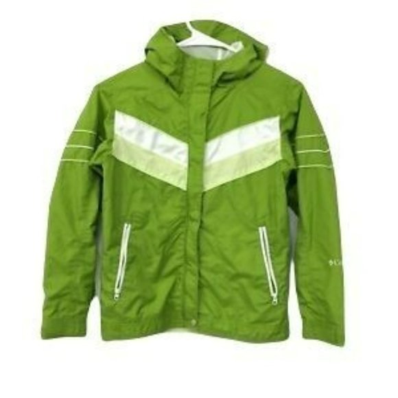 Columbia Girls Youth Full Zip Windbreaker Raincoat Jacket Green/White Size 18/20 - Picture 3 of 16